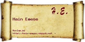 Hain Emese névjegykártya